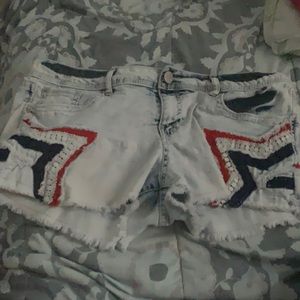 Shorts ,  red, white &blue design no tears